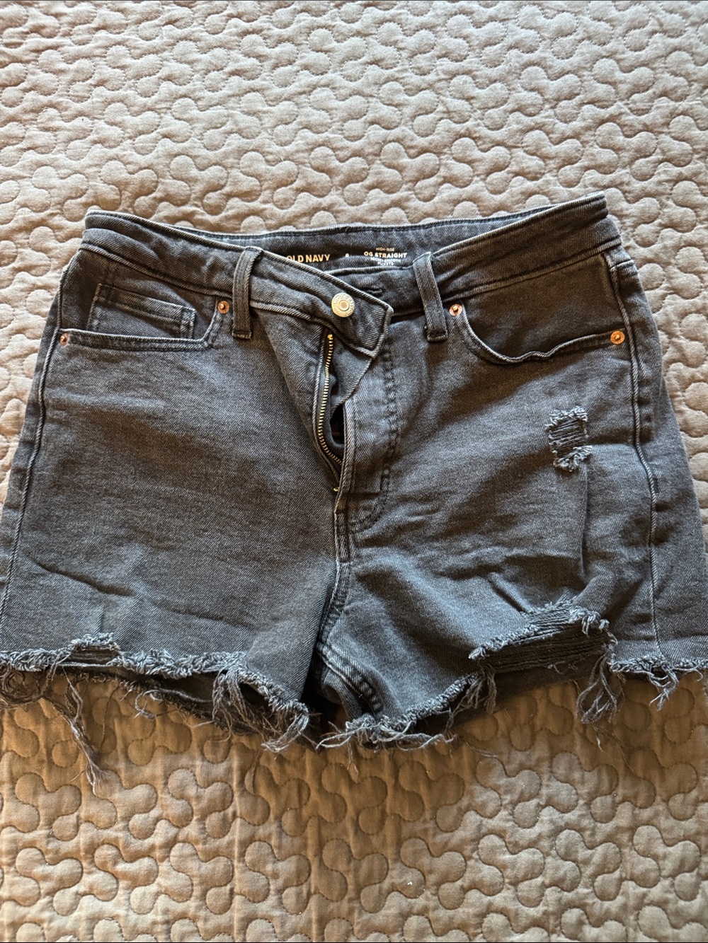 Old Navy Black Frayed Hem Distressed Denim Shorts